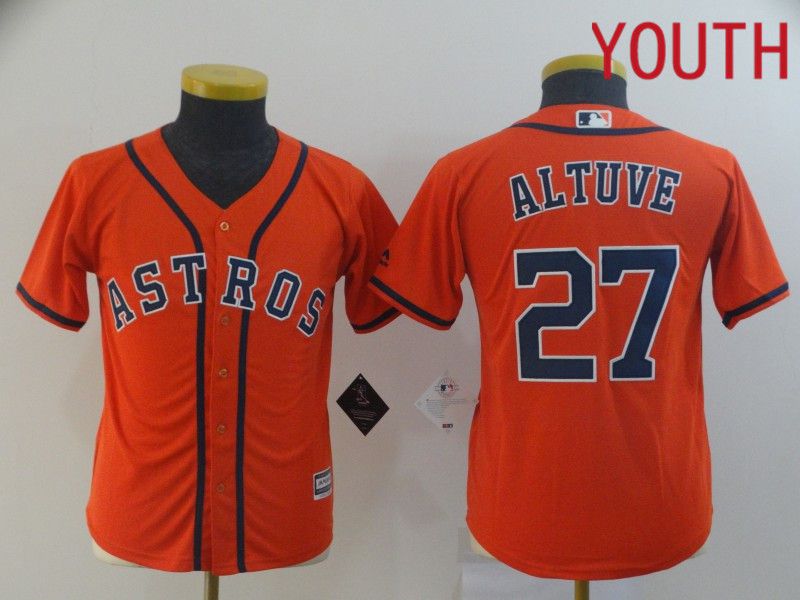 Youth Houston Astros 27 Altuve Orange MLB Jerseys
